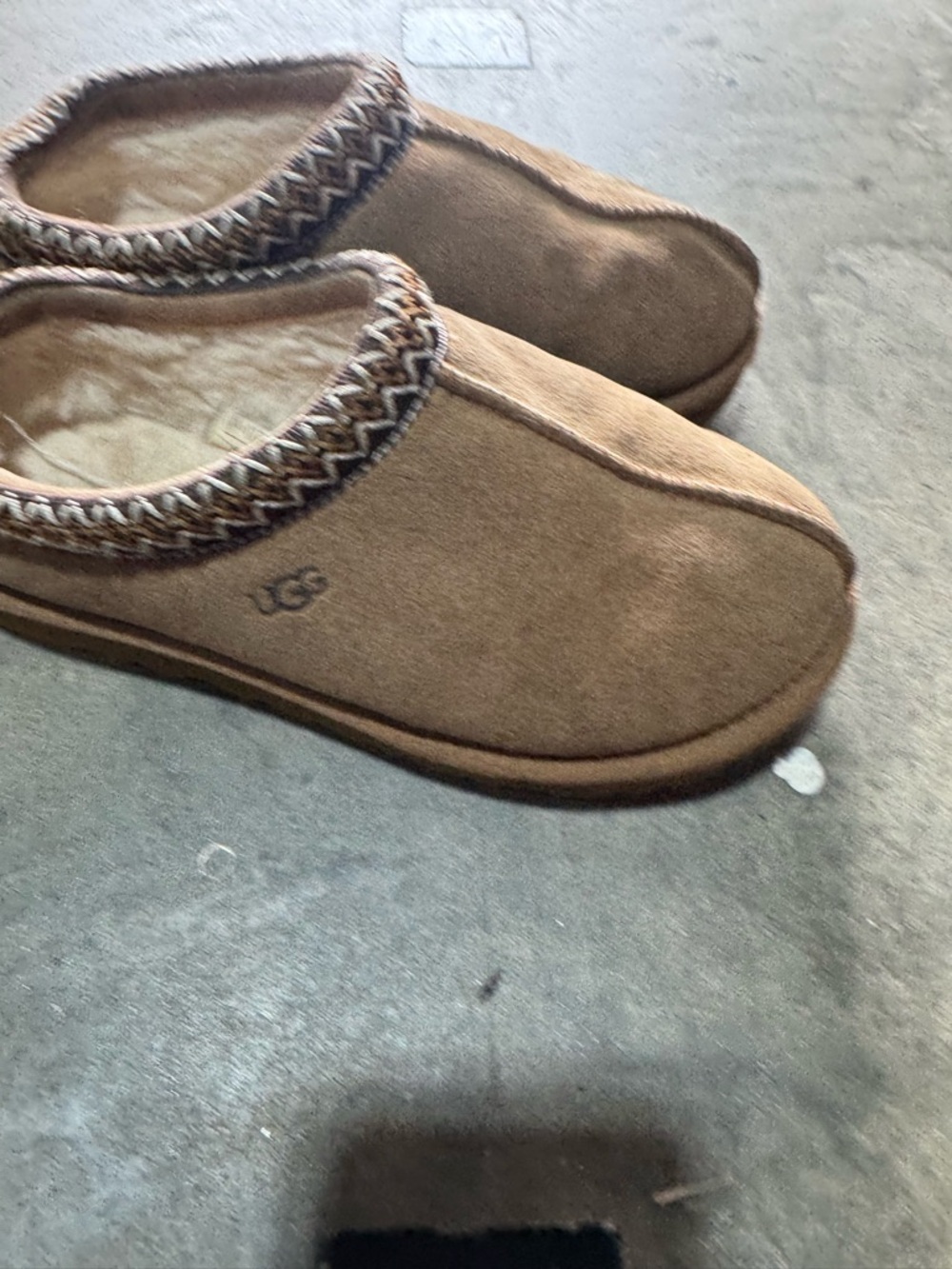 UGG Chestnut Brown Suede Shearling Slip-On Slippers